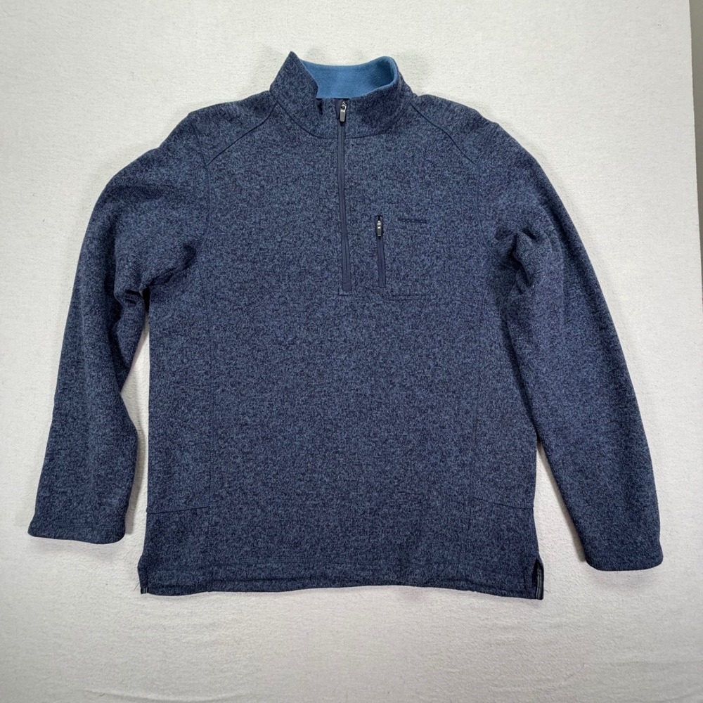 Woolrich Quarter Zip Pullover‎ Mens XL Blue Excellent Heathered Fleece Knit